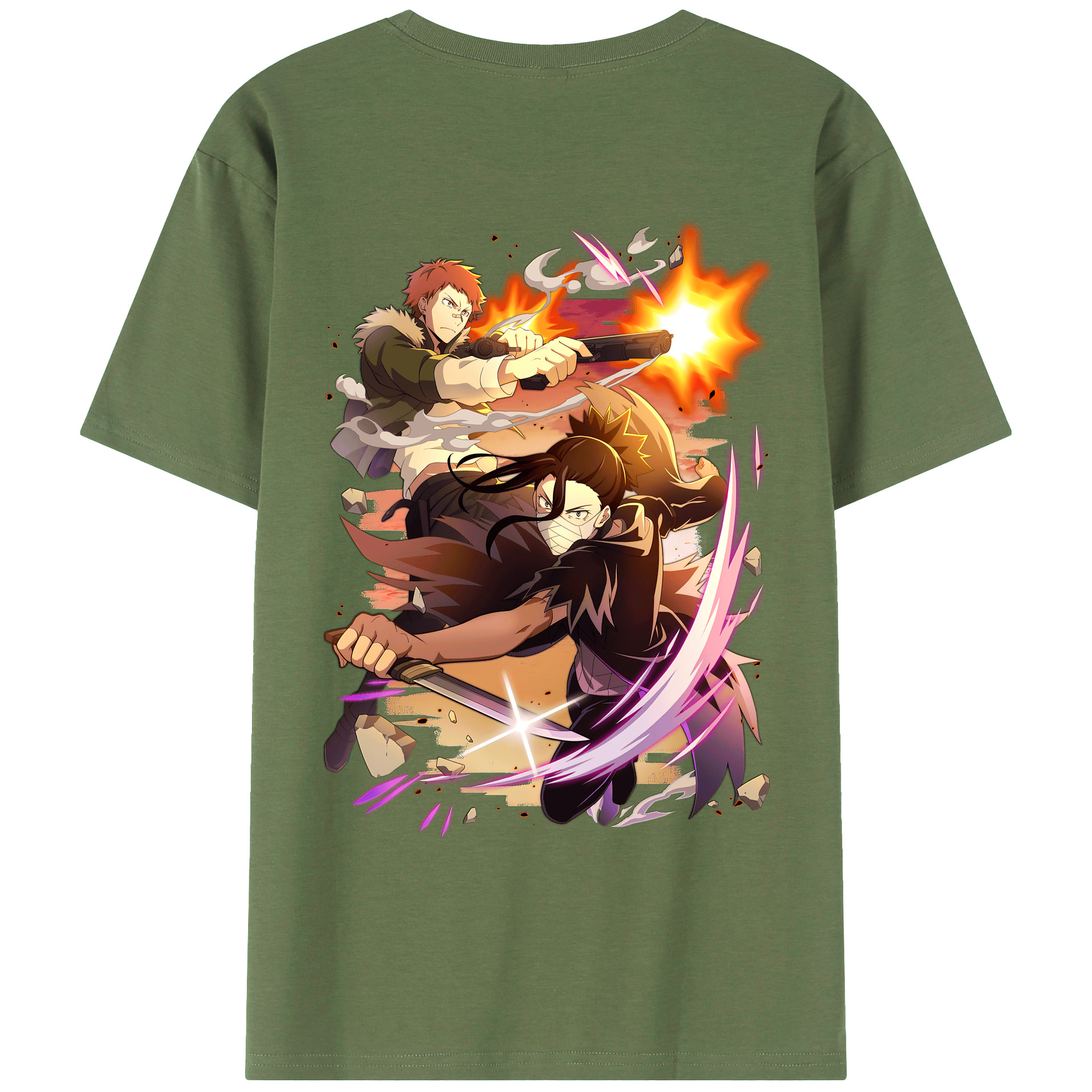 （画像用） 文豪ストレイドッグス Bungo Stray Dogs 綿100％ メンズ半袖Tシャツ（バックプリント） 通気性